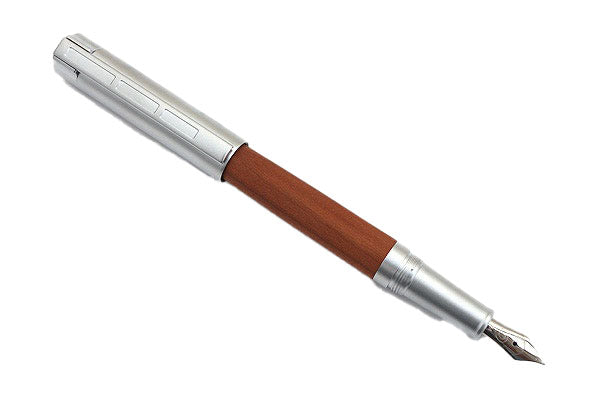STAEDTLER INITIUM Lignum fountain pen crafted from stained plum wood with matt chrome cap and medium stainless steel nib, presented in Irish Pens luxury gift box.