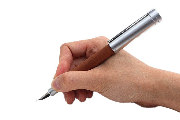 STAEDTLER INITIUM Lignum fountain pen crafted from stained plum wood with matt chrome cap and medium stainless steel nib, presented in Irish Pens luxury gift box.