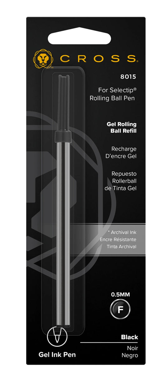 Genuine Cross Selectip gel rollerball refill – black, 0.5 mm Fine (8015) – single pack – compatible with Cross rollerball pens – fast letterbox delivery from Ireland