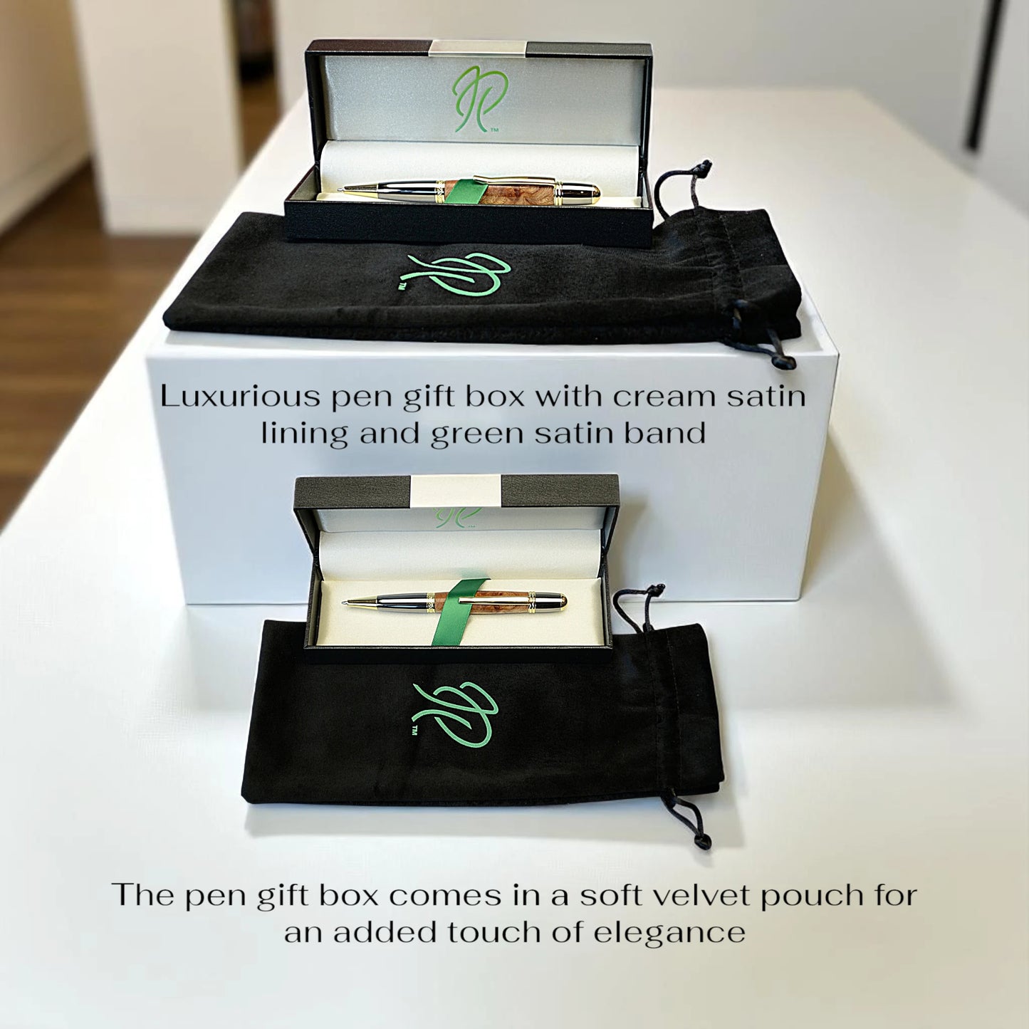 Irish Bog Oak pen presented in satin-lined luxury case with velvet pouch