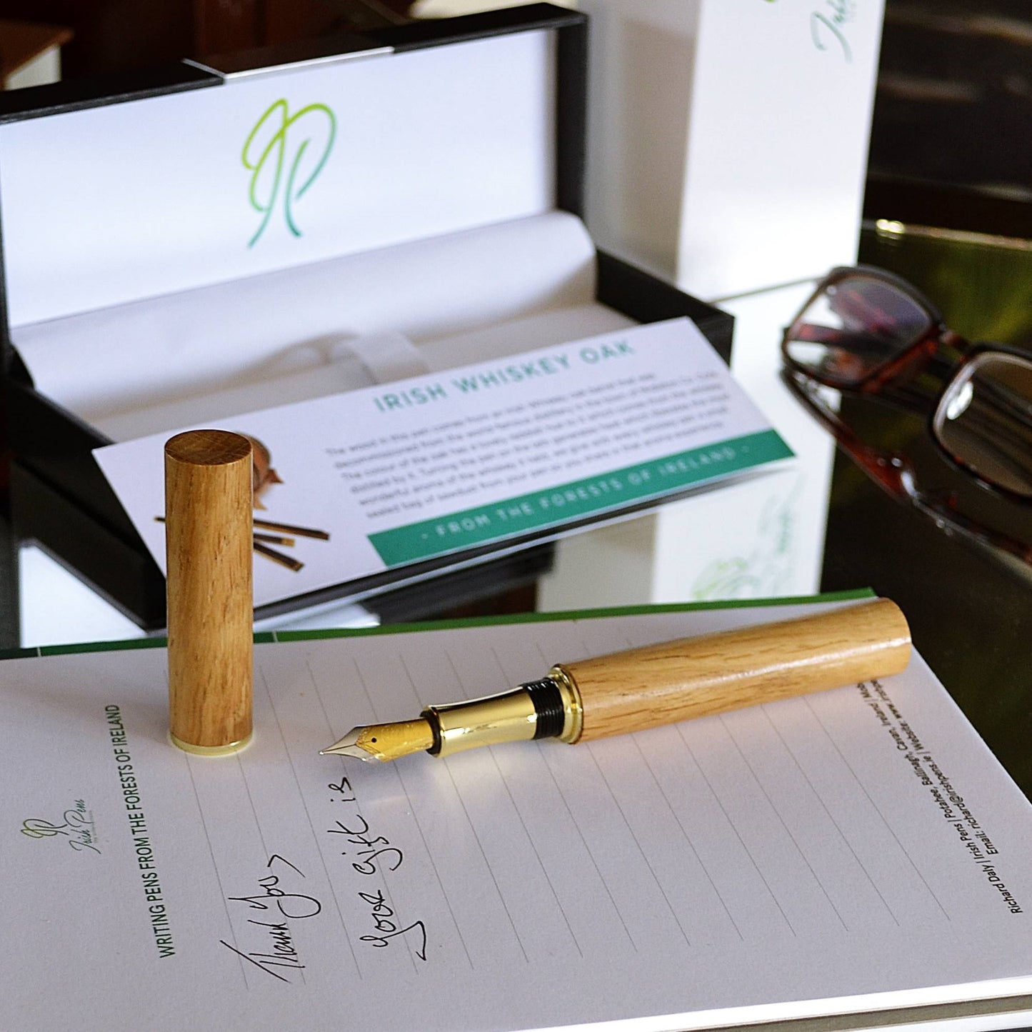Feadán Fountain Pen handmade in Irish Whiskey Barrel Oak