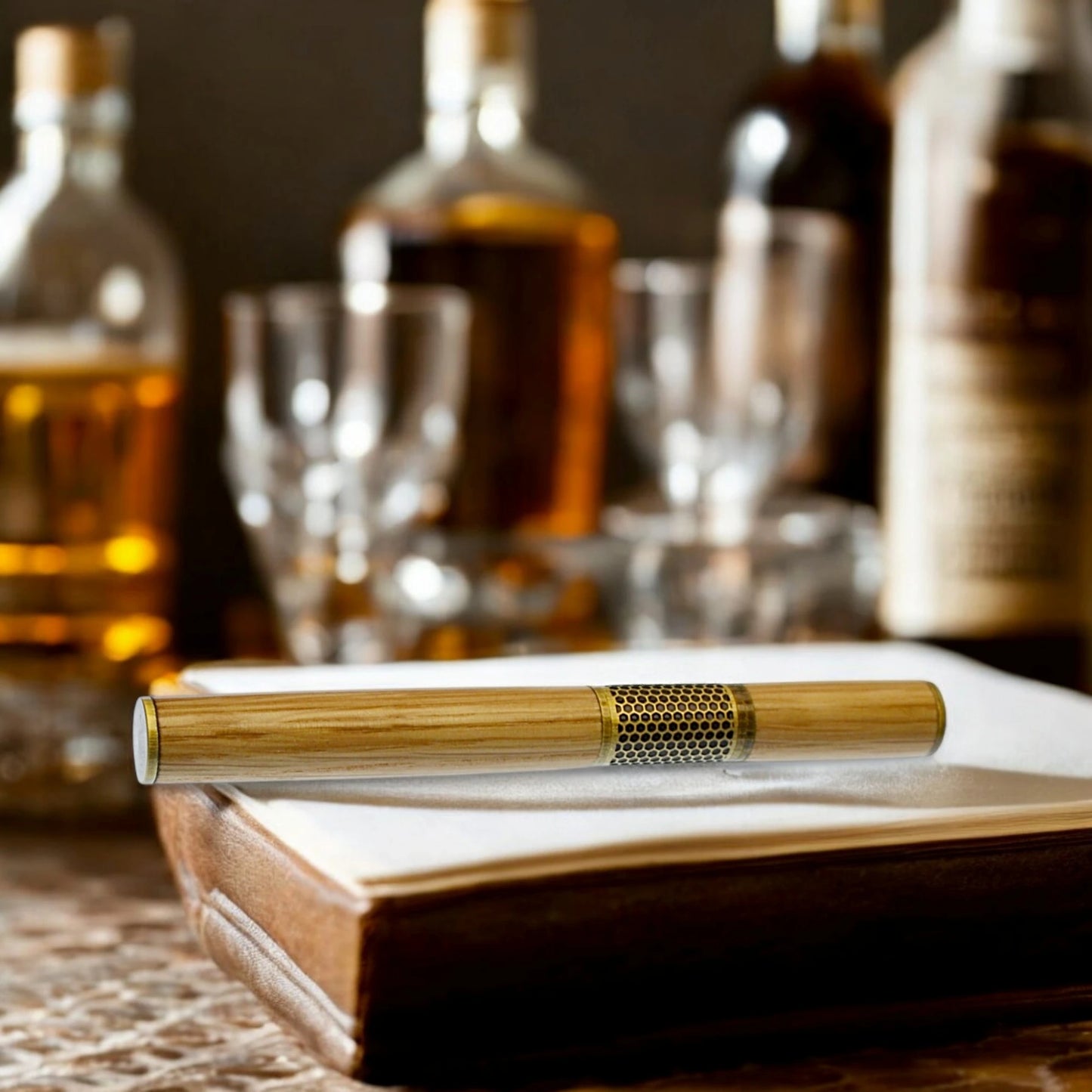 Handmade rollerball pen crafted from reclaimed oak barrel wood that once matured Irish whiskey at the renowned Midleton Distillery in County Cork, Ireland.