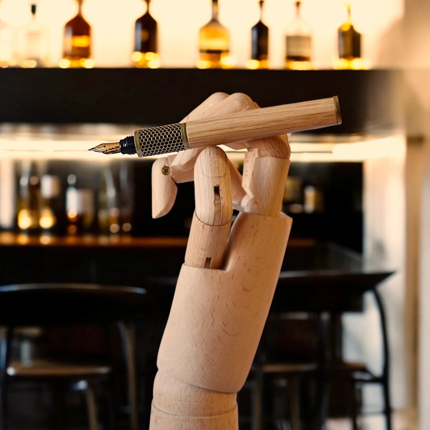 Hive Fountain Pen handmade from Irish Whiskey Oak with Antique Brass Trim – Irish Pens