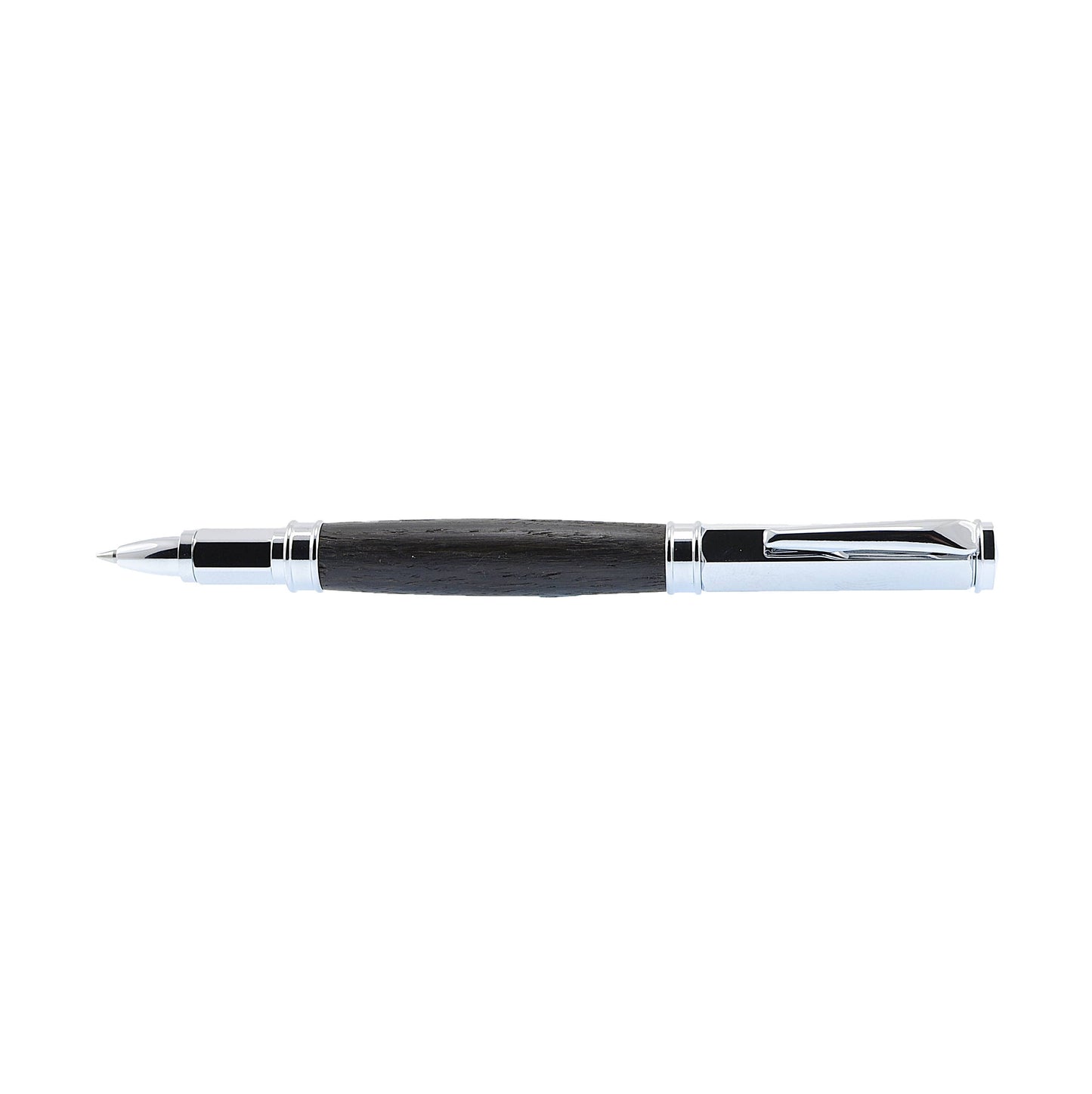 Gravity Magnetic Rollerball Pen Handmade from 5,000-Year-Old Irish Bog Oak with Chrome and Black Titanium Trim – by Irish Pens