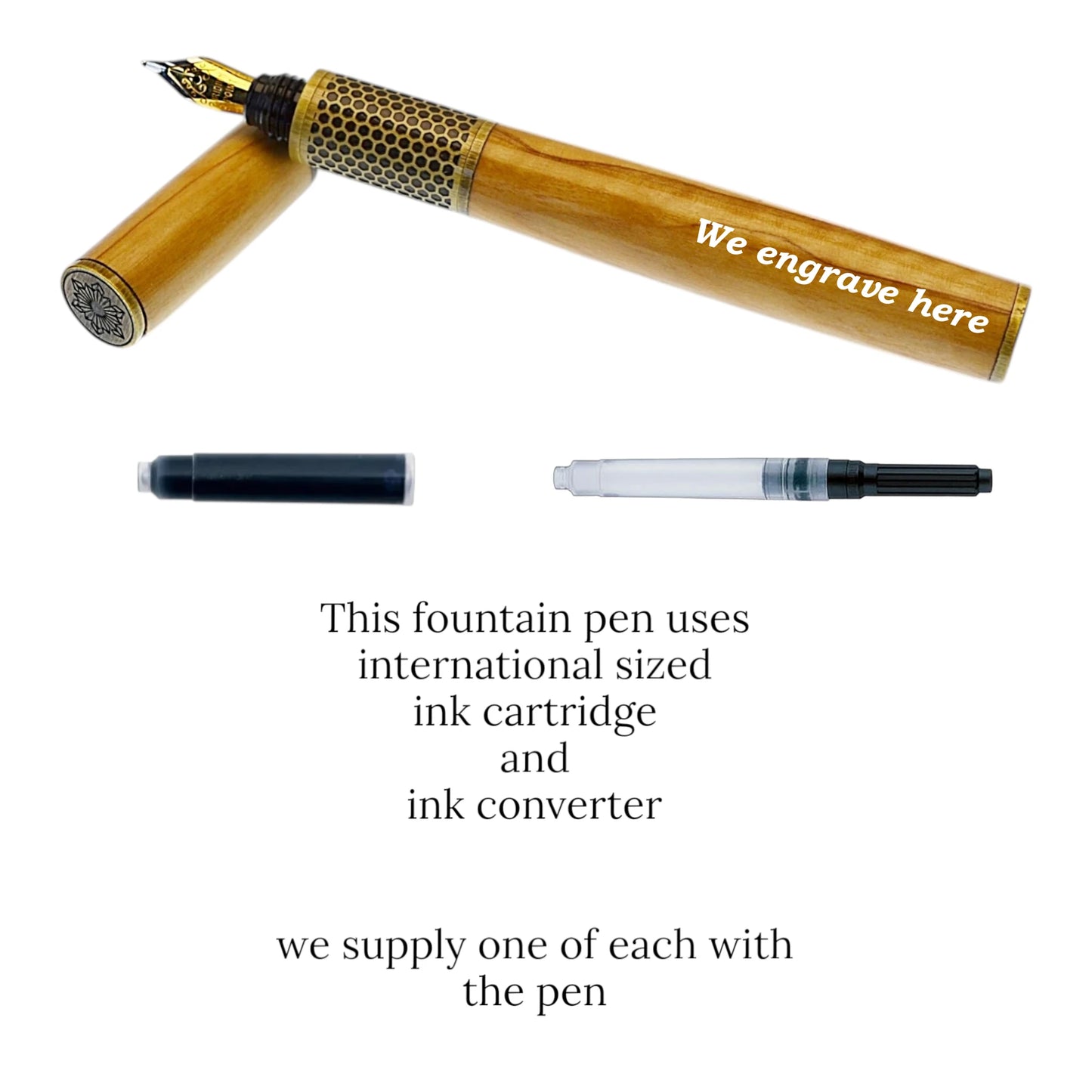 Writing with handmade Olive Wood fountain pen – sustainable and engraved gift from Irish Pens