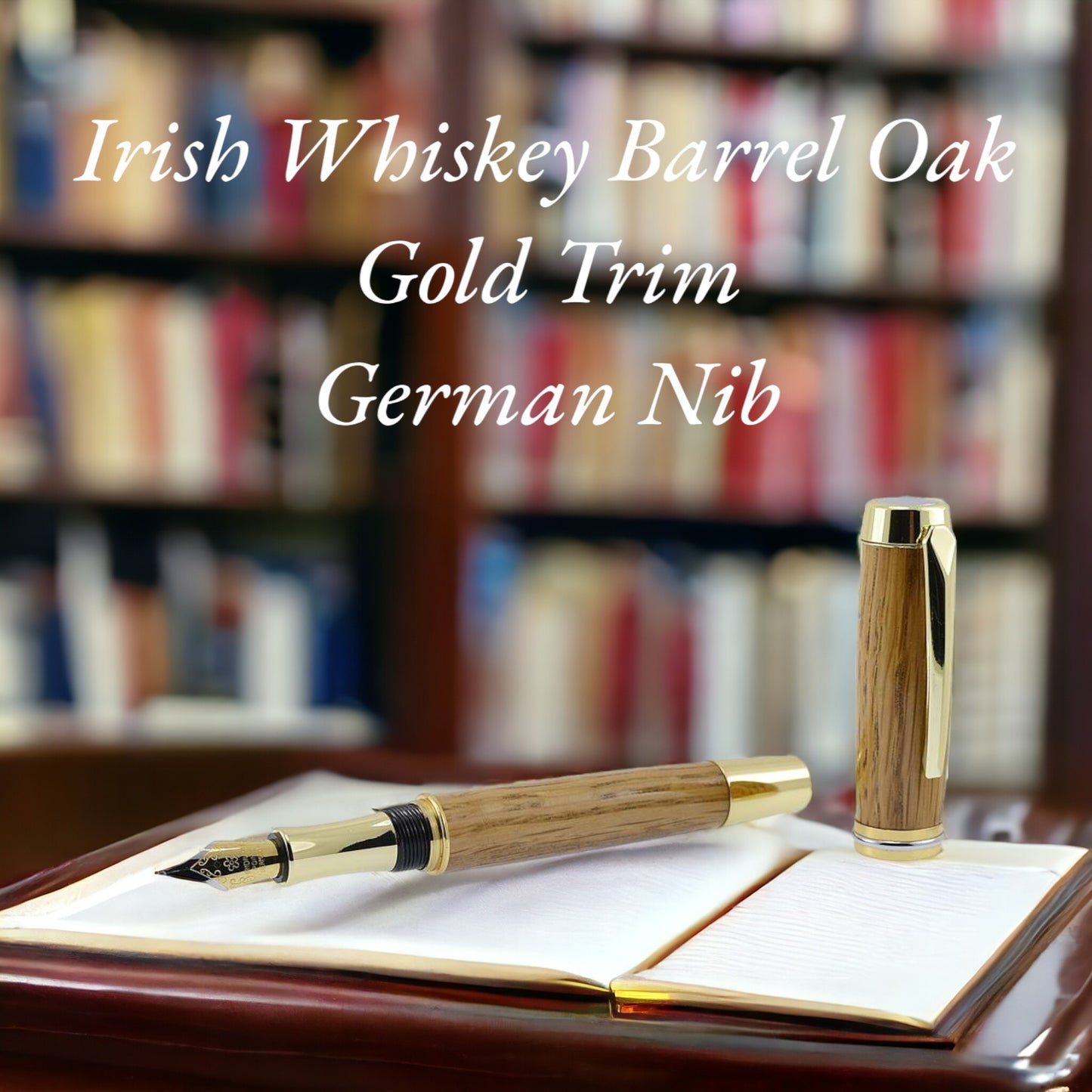 Exquisite, handcrafted wooden pen featuring rich, natural grain patterns and a smooth, polished finish, perfect for adding a touch of elegance to any writing experience, by Irish Pens