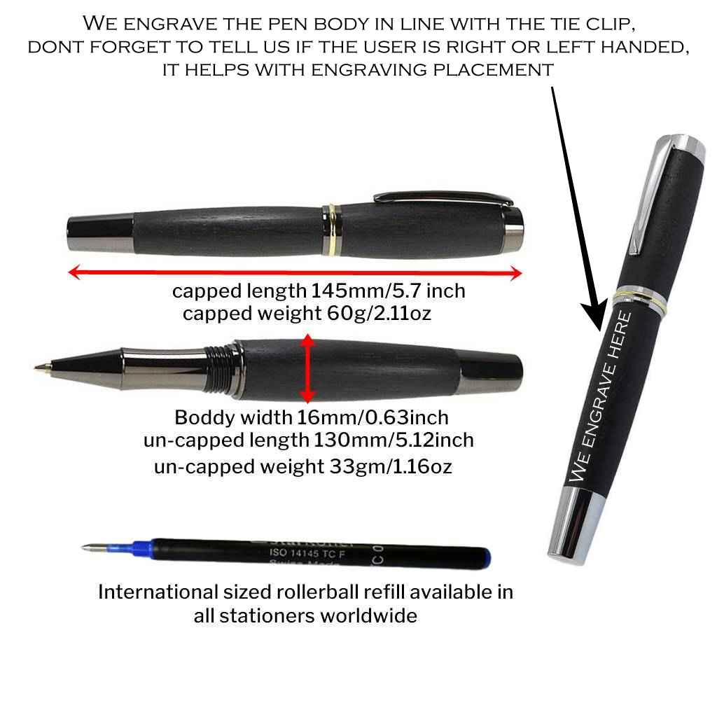 Handmade Shannon Rollerball Pen crafted from Irish Whiskey Oak with Rhodium and Gold Titanium trim – a luxury Irish gift