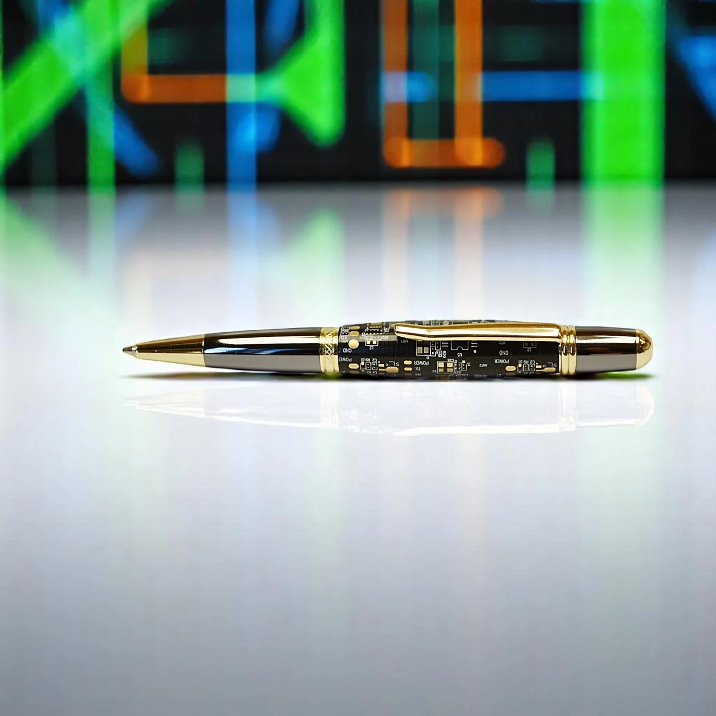 Hand-turned pen with real circuit board body – gift for tech professionals
