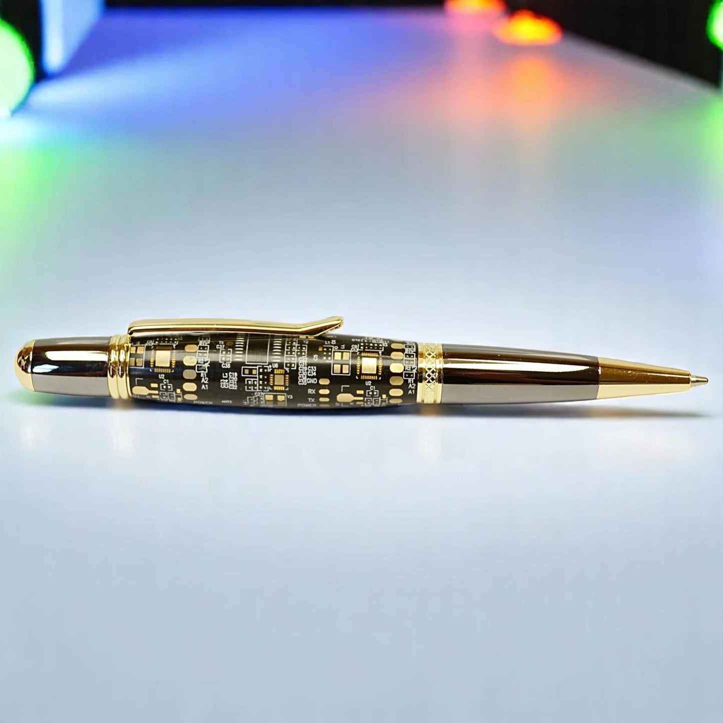 Hand-turned pen with real circuit board body – gift for tech professionals