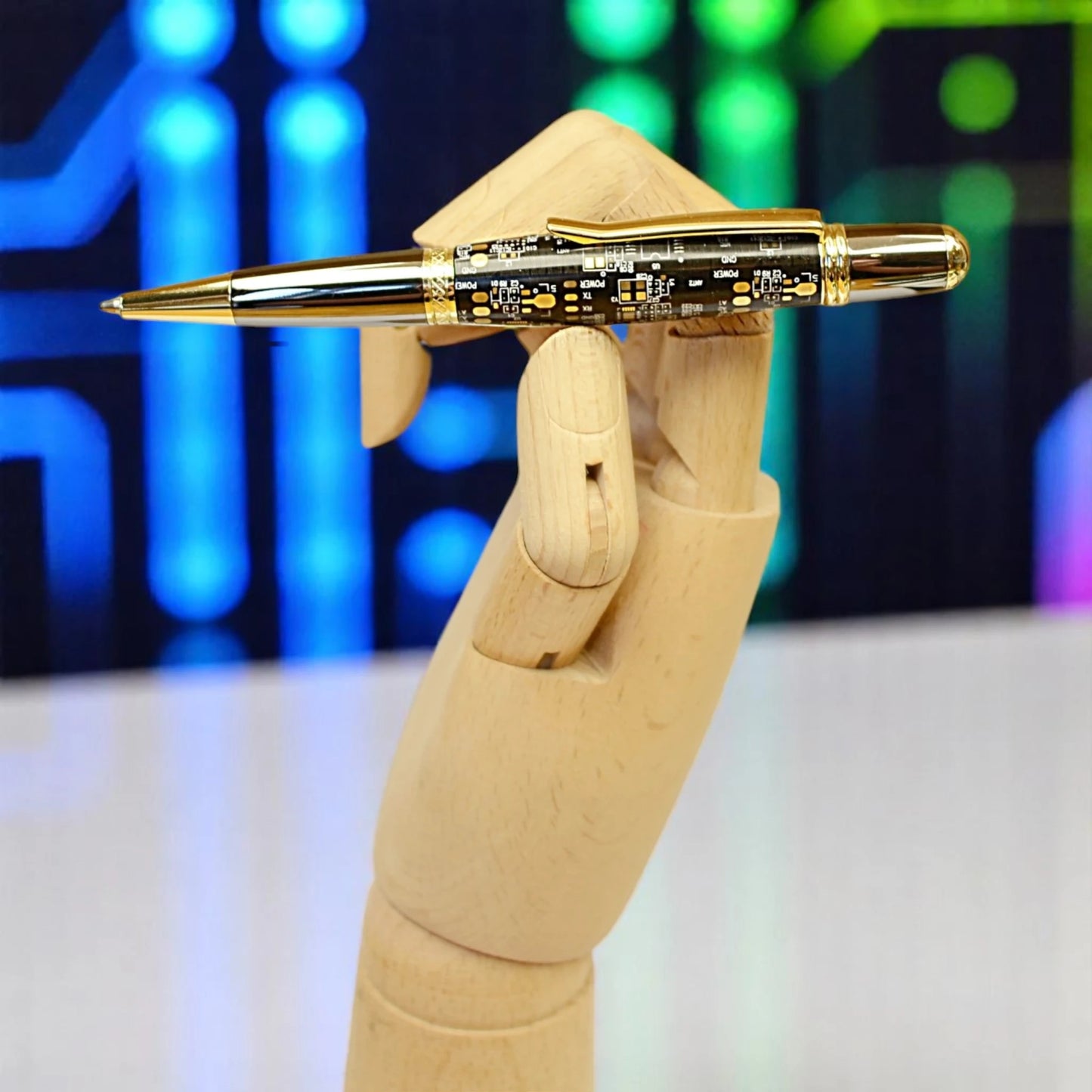Hand-turned pen with real circuit board body – gift for tech professionals