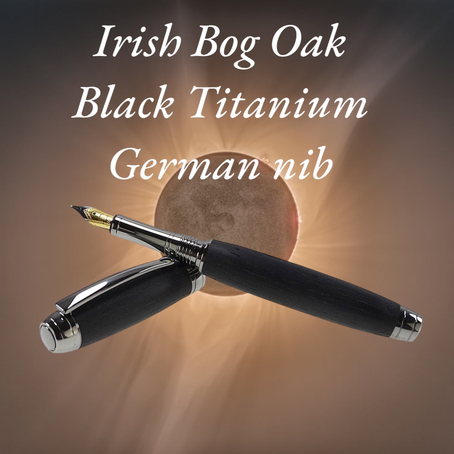 Exquisite, handcrafted wooden pen featuring rich, natural grain patterns and a smooth, polished finish, perfect for adding a touch of elegance to any writing experience, by Irish Pens