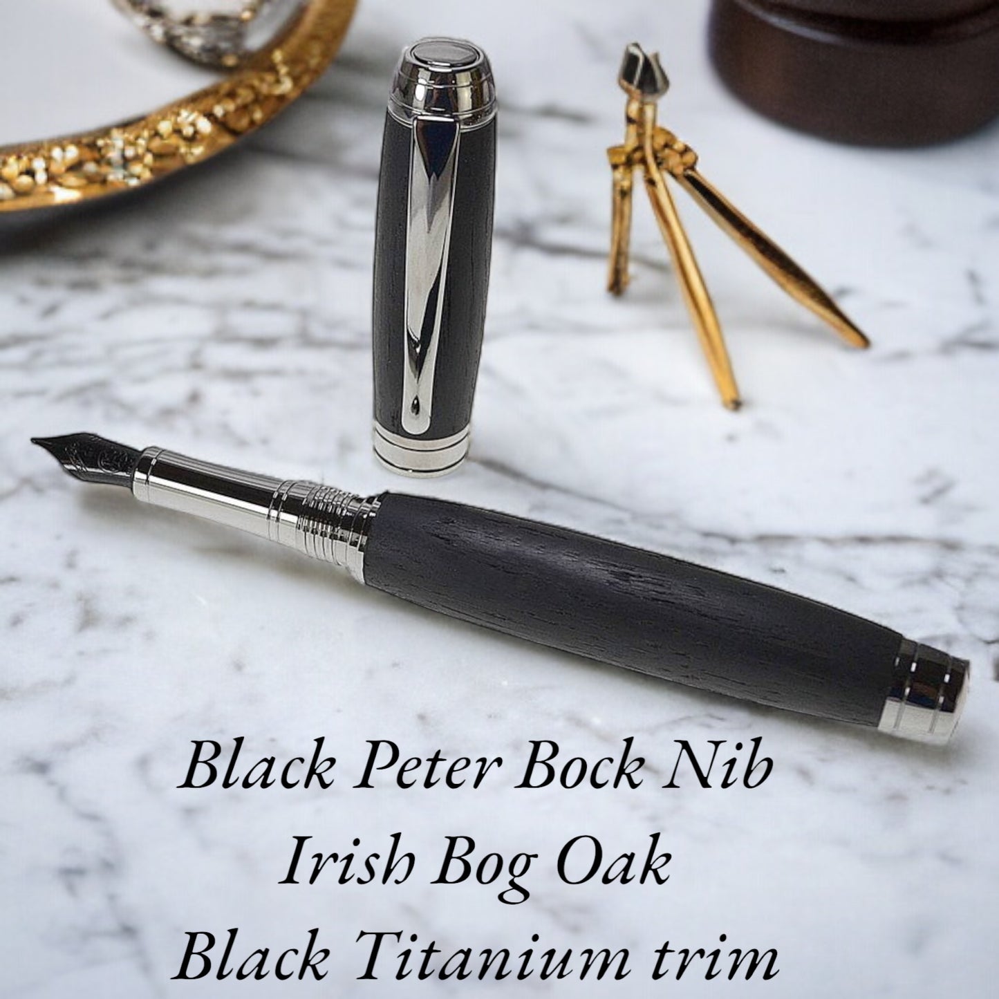 Exquisite, handcrafted wooden pen featuring rich, natural grain patterns and a smooth, polished finish, perfect for adding a touch of elegance to any writing experience, by Irish Pens