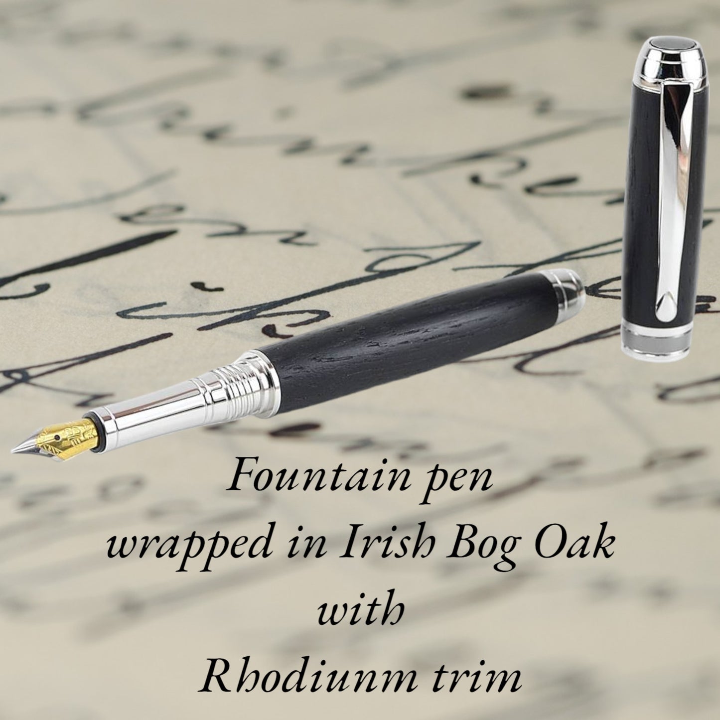 Exquisite, handcrafted wooden pen featuring rich, natural grain patterns and a smooth, polished finish, perfect for adding a touch of elegance to any writing experience, by Irish Pens