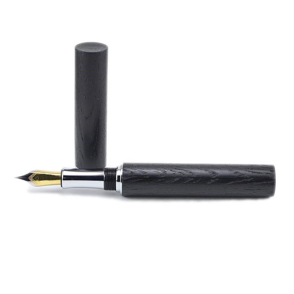 Feadán Fountain Pen – Hand-turned from 5,000-Year-Old Irish Bog Oak with a Size 6 German Medium Nib and Minimalist Tubular Design