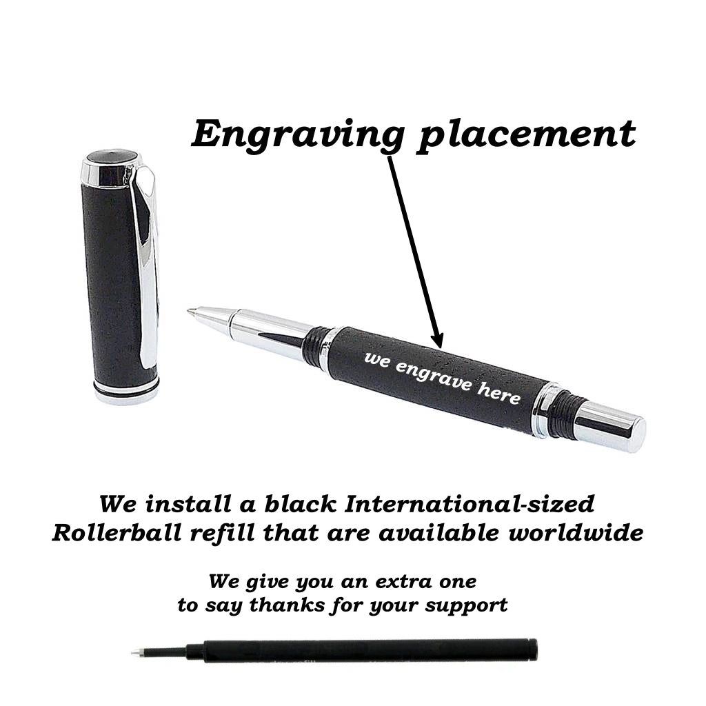 Handmade Irish Bog Oak Rollerball Pen with Gold Trim – Luxury Irish Gift
