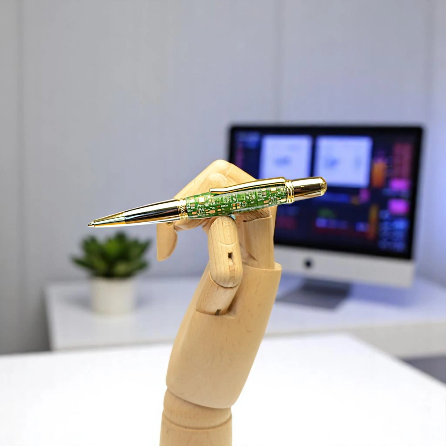 Emerald PCB pen with Parker-style refill – handcrafted in Ireland for tech professionals by Irish Pens