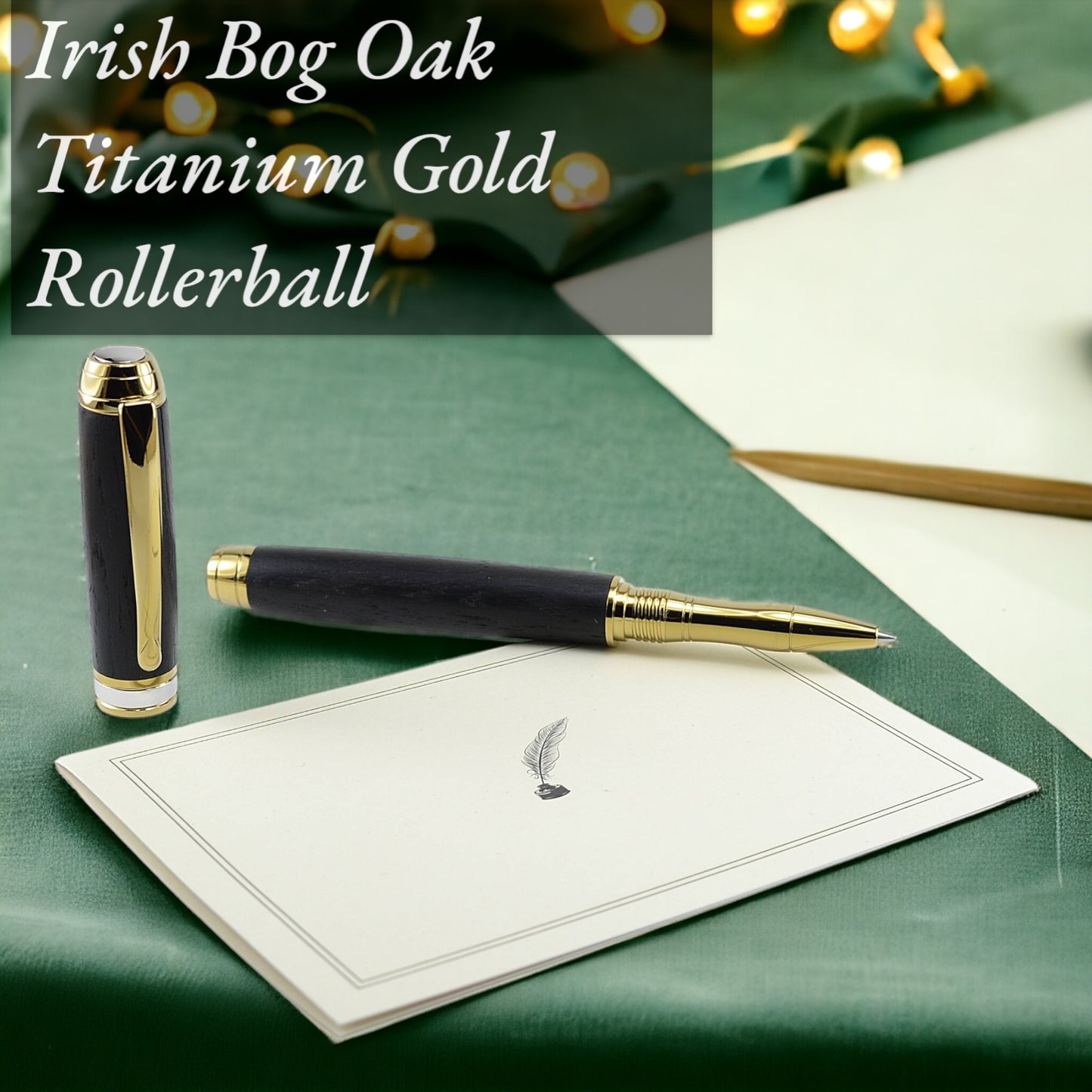 Exquisite, handcrafted wooden pen featuring rich, natural grain patterns and a smooth, polished finish, perfect for adding a touch of elegance to any writing experience, by Irish Pens
