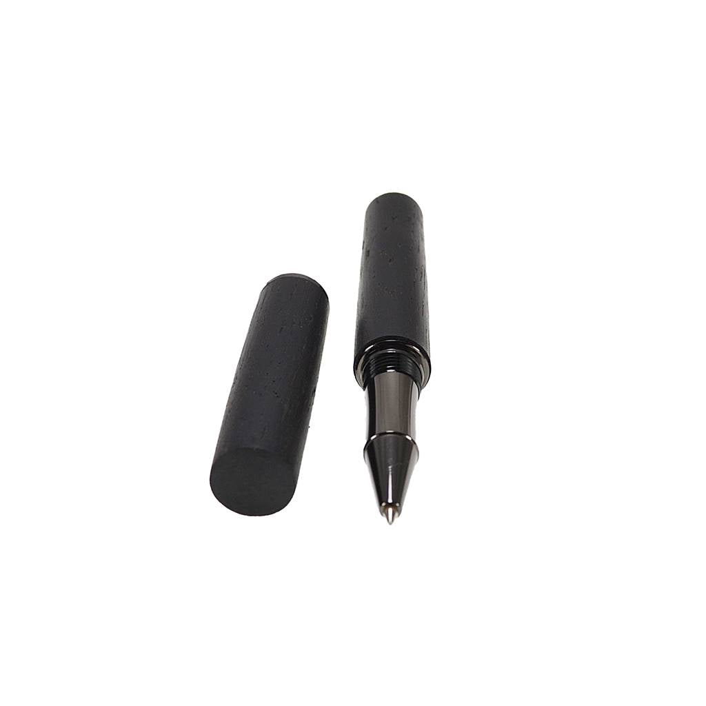 Handmade Feadán Rollerball Pen in Irish Bog Oak with Black Chrome Trim