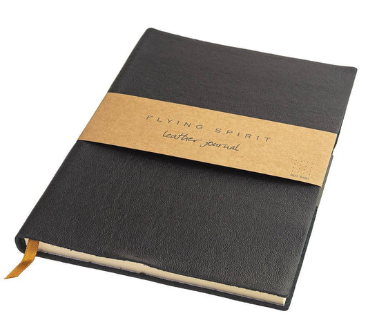 Genuine leather bound journal Flying Sprit A5 Black cover from Irish Pens
