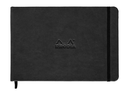 Rhodia web notebook Black Italian leather imitation cover dot grid Landscape