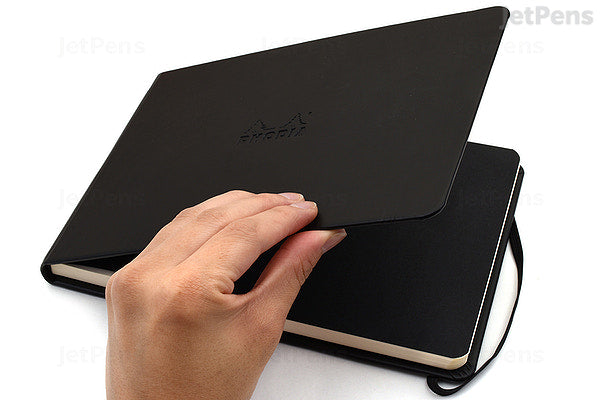 Rhodia web notebook Black Italian leather imitation cover dot grid Landscape