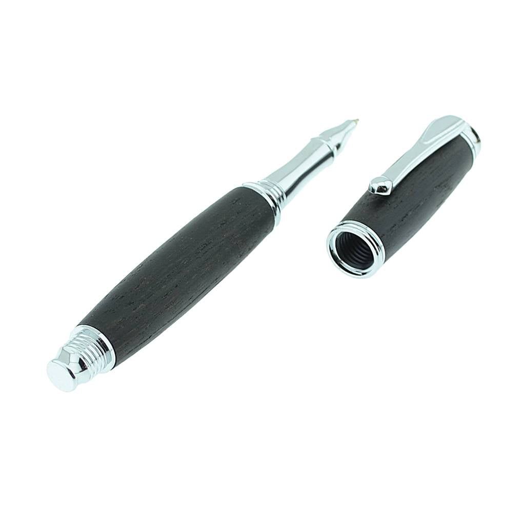 Handcrafted Irish Rollerball Pen made from Bog Oak with Bright Chrome Trim – sustainable Irish heritage gift