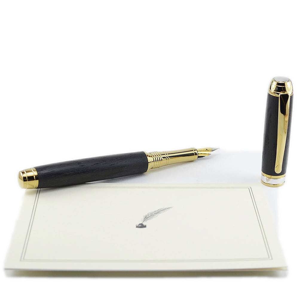 Woodland fountain pen, Irish Bog Oak, Titanium gold & Rhodium accents