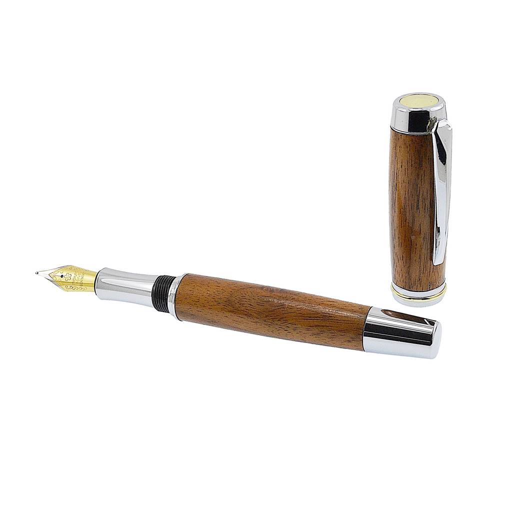 Handmade Shannon Fountain Pen crafted from Irish Black Walnut with bi-colour nib – sustainable luxury by Irish Pens