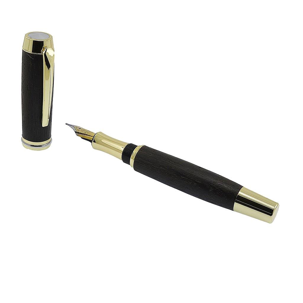 Shannon Fountain Pen handmade from 5,000-year-old Irish Bog Oak with German bi-colour nib