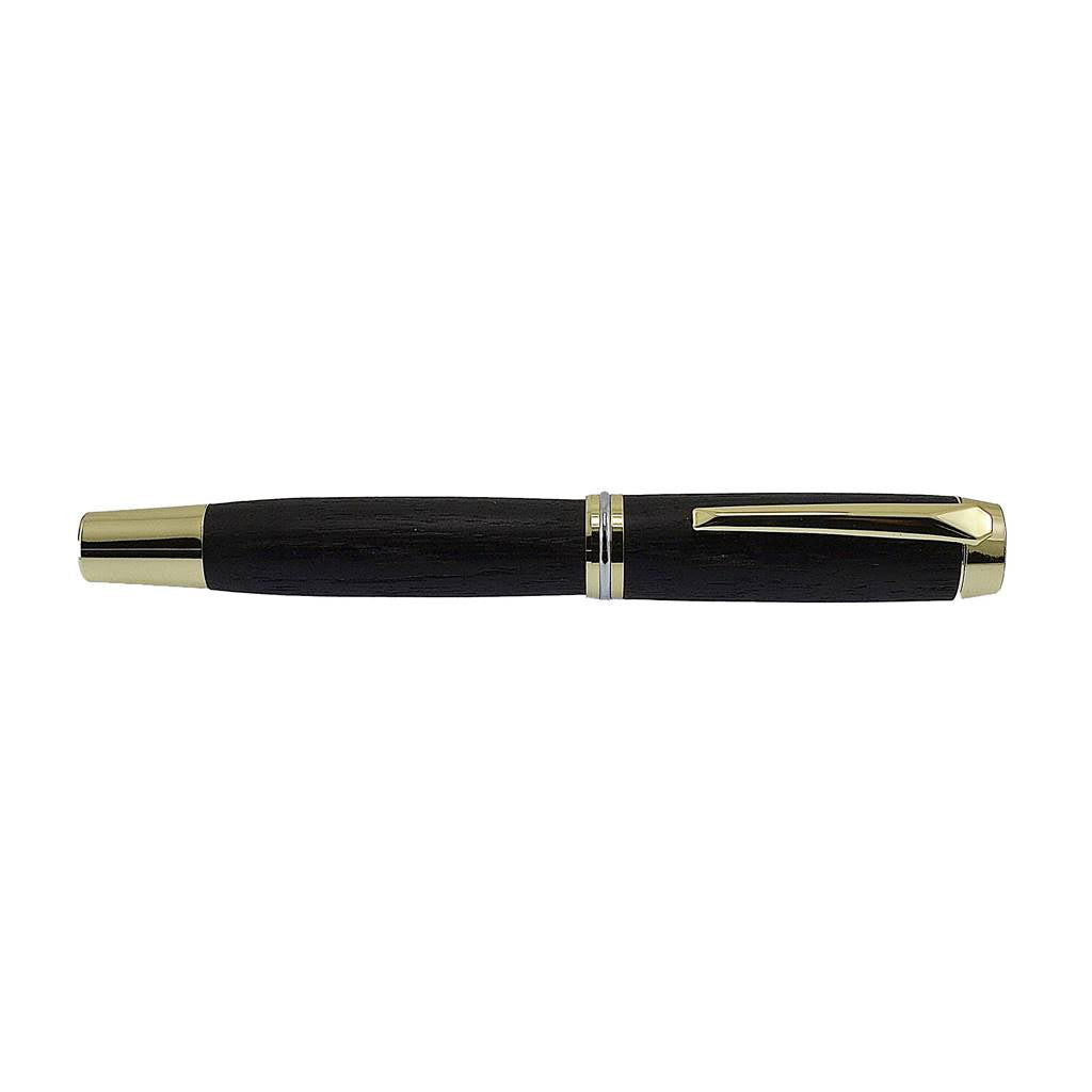 Shannon Fountain Pen handmade from 5,000-year-old Irish Bog Oak with German bi-colour nib