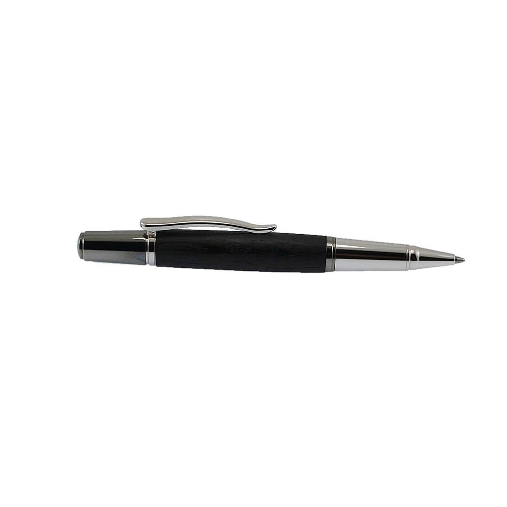 Grove Ballpoint Pen handcrafted from Irish Bog Oak with Rhodium & Black Titanium trim