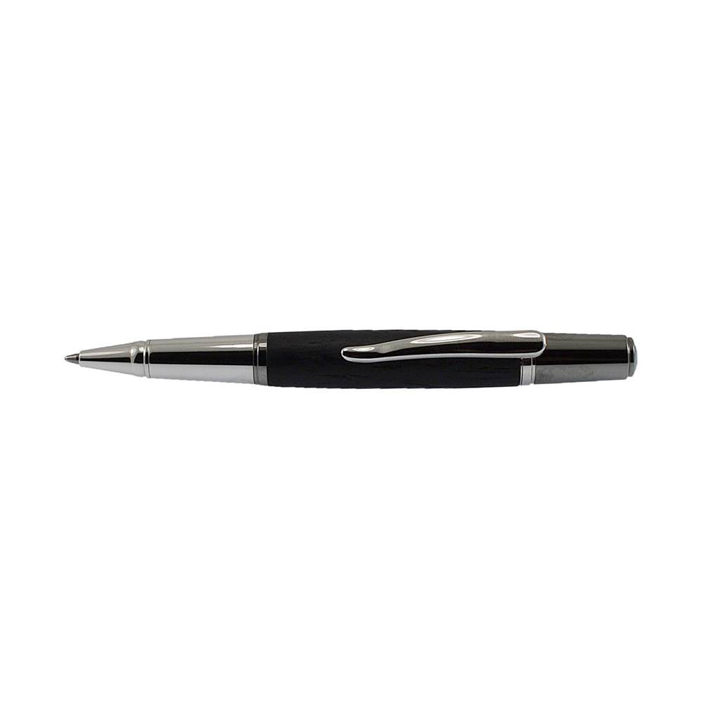 Grove Ballpoint Pen handcrafted from Irish Bog Oak with Rhodium & Black Titanium trim
