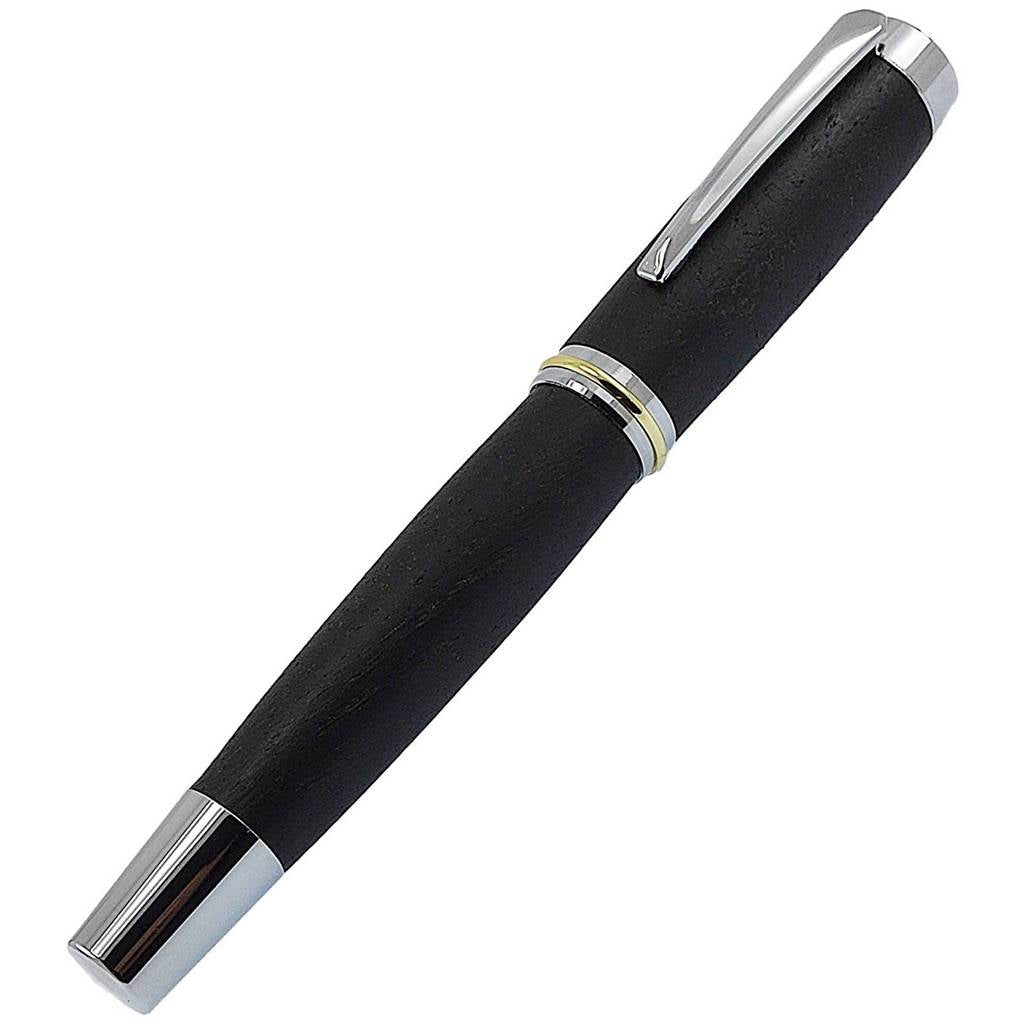 Shannon Fountain Pen handmade from 5,000-year-old Irish Bog Oak with Bright Chrome Trim – Irish Pens