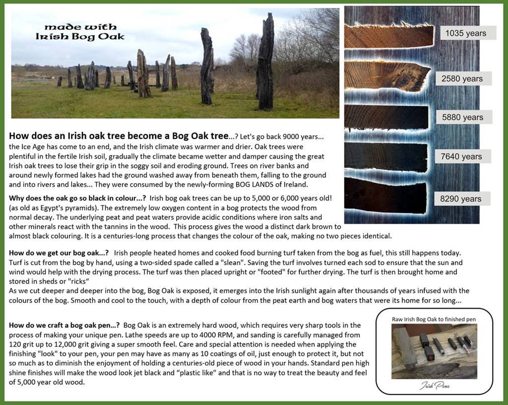 The story of Irish Bog Oak, Irish Pens