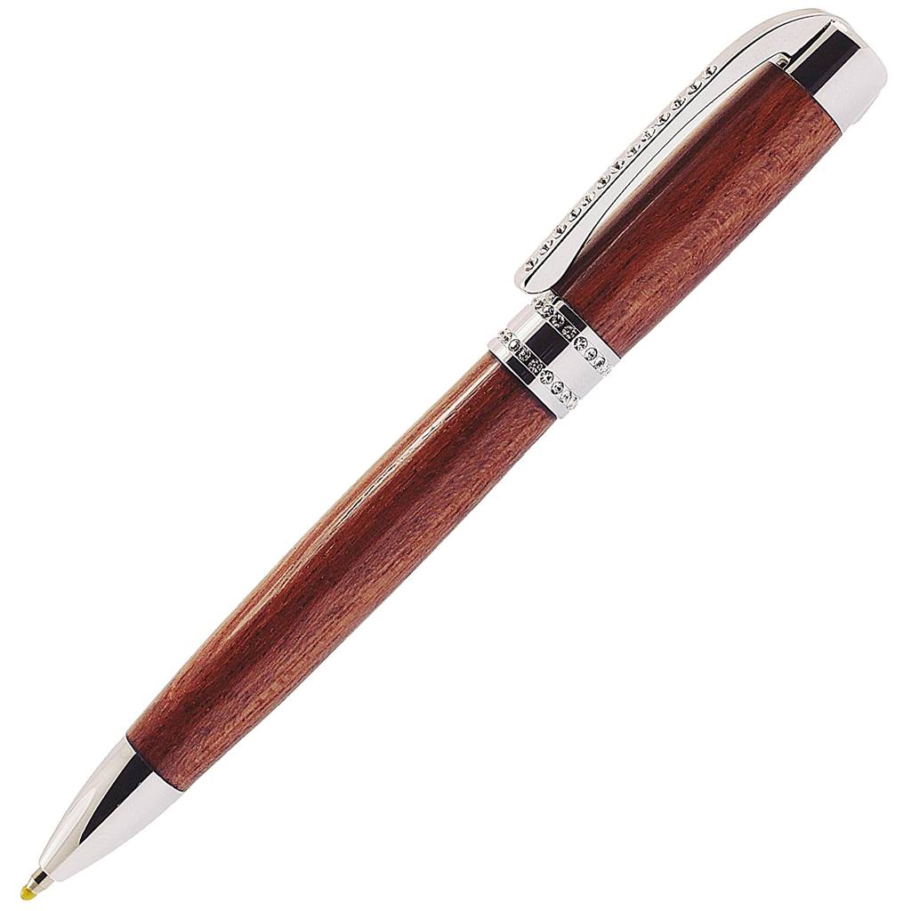 Handmade Purple Heartwood ballpoint pen with chrome trim and 52 Swarovski crystals from Irish Pens