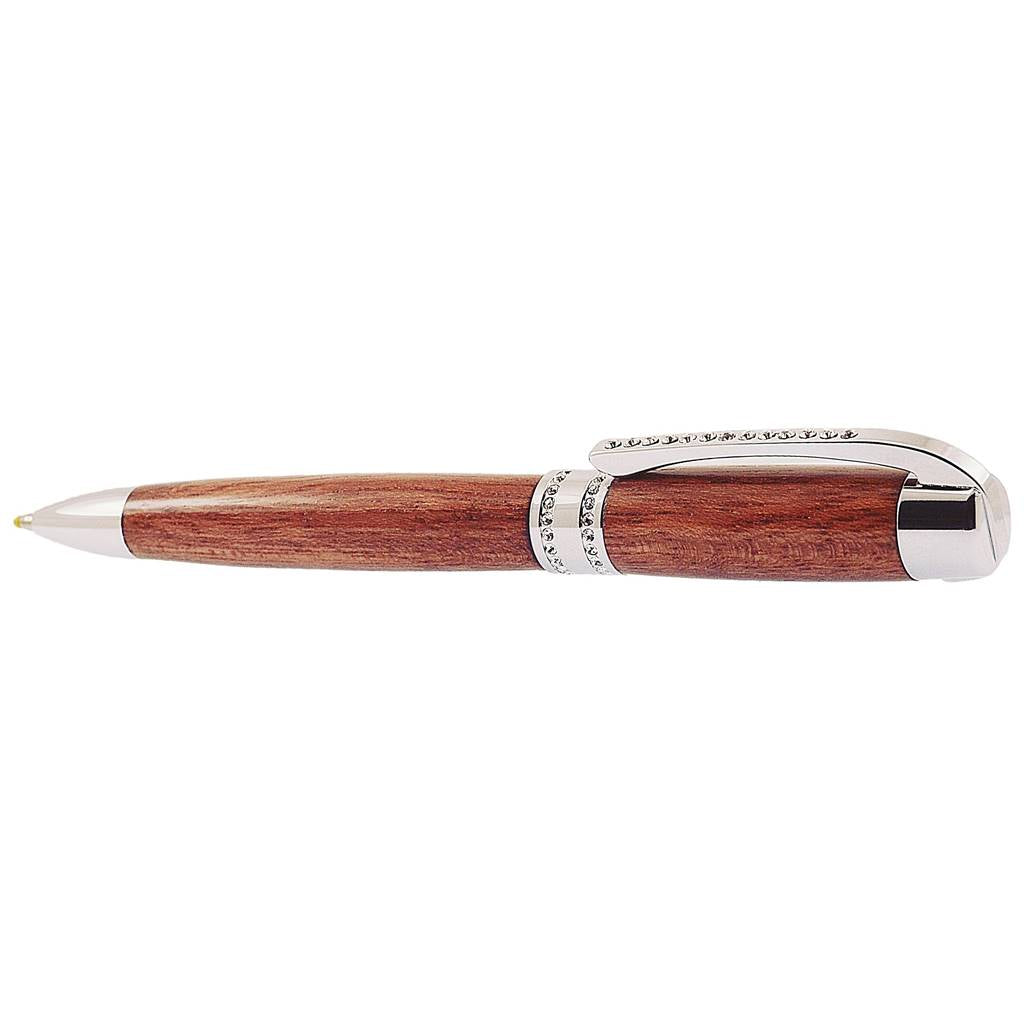 Handmade Purple Heartwood ballpoint pen with chrome trim and 52 Swarovski crystals from Irish Pens