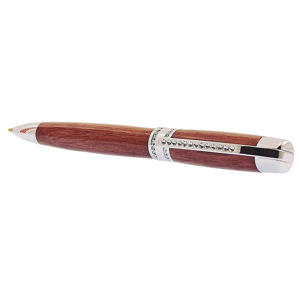 Handmade Purple Heartwood ballpoint pen with chrome trim and 52 Swarovski crystals from Irish Pens