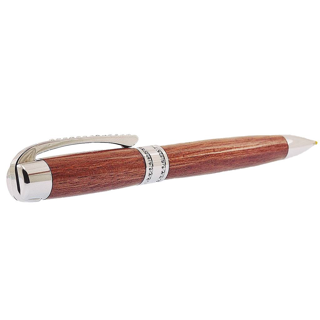Handmade Purple Heartwood ballpoint pen with chrome trim and 52 Swarovski crystals from Irish Pens