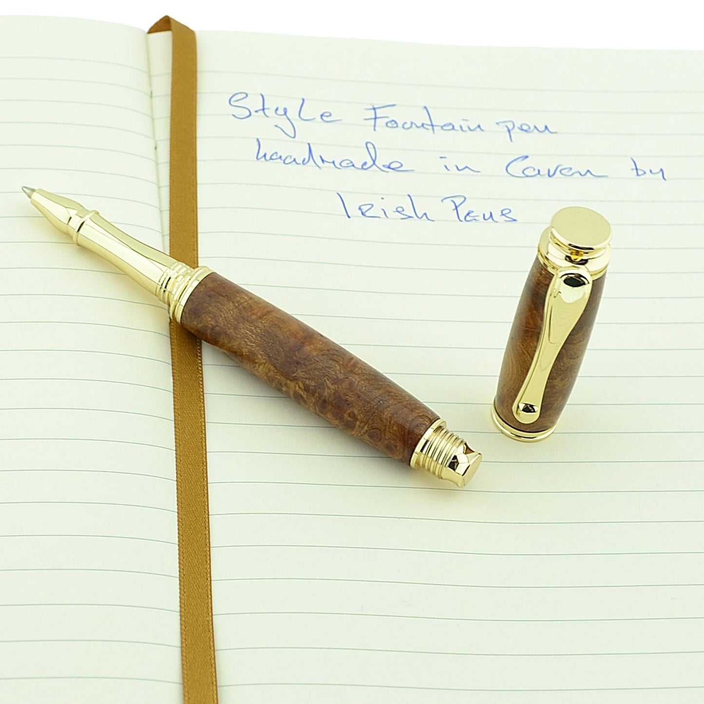 Style Rollerball Pen Handmade from Irish Burled Elm with Gold Trim – by Irish Pens