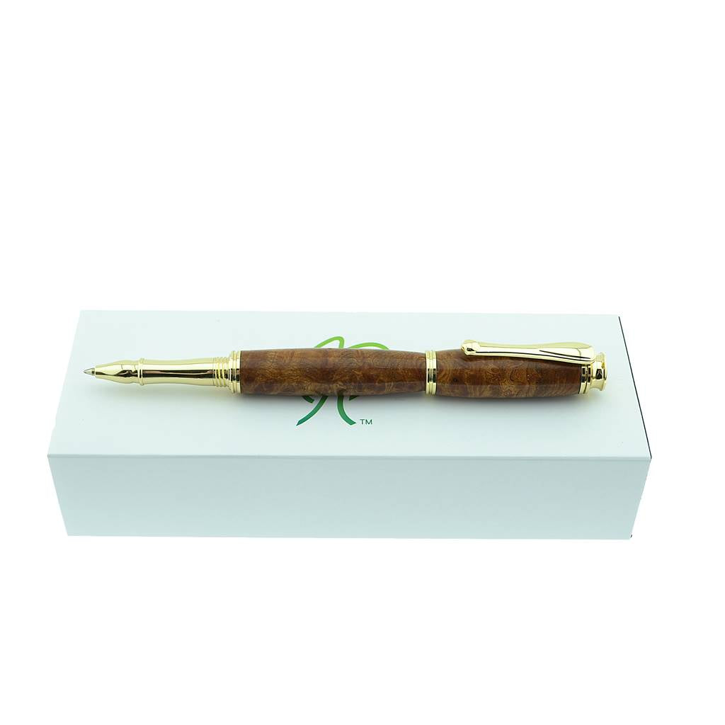 Style Rollerball Pen Handmade from Irish Burled Elm with Gold Trim – by Irish Pens