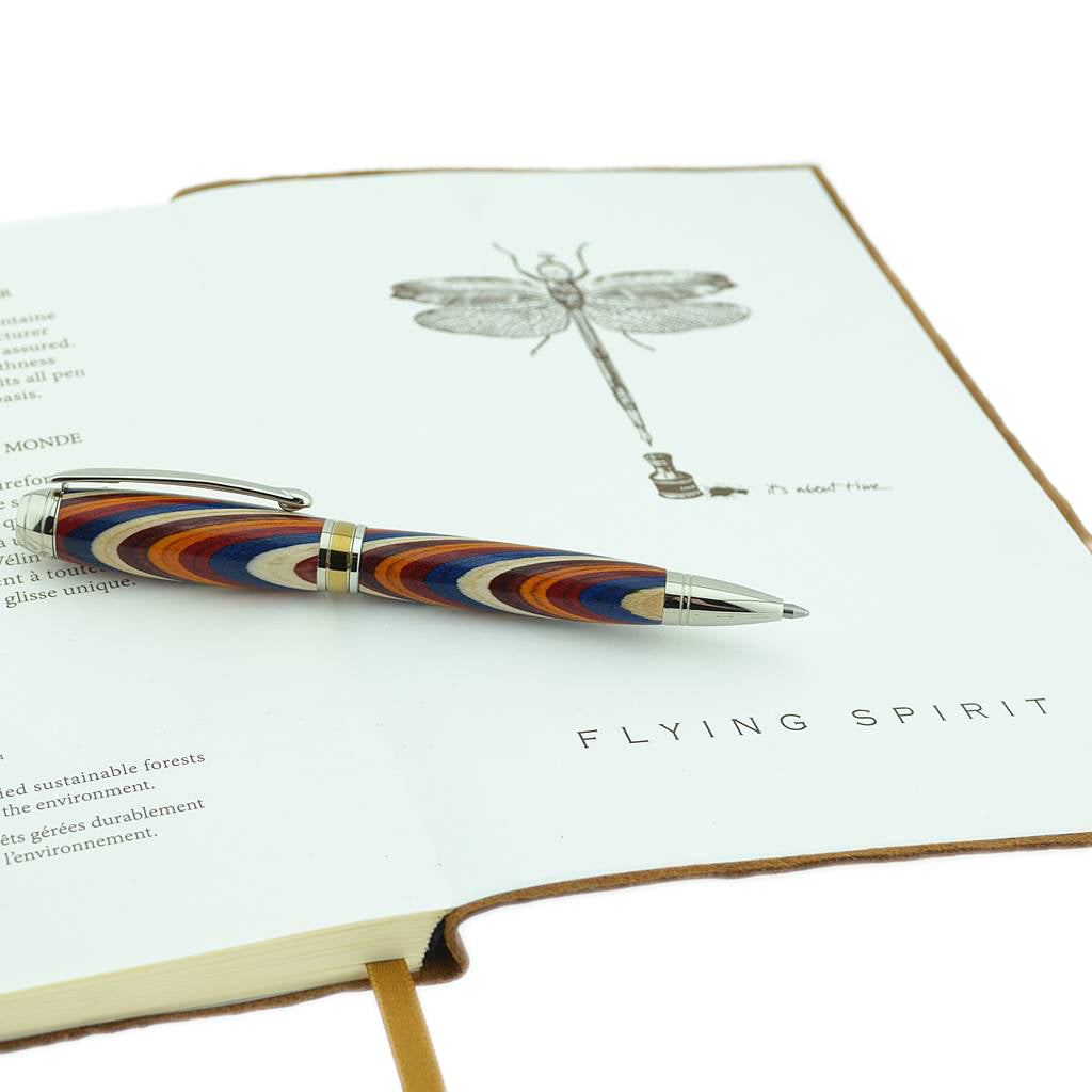 Vibrant Rainbow wood pen with gold accents – personalised Irish-made writing gift, Rainbow gift LGBTQ+ gift