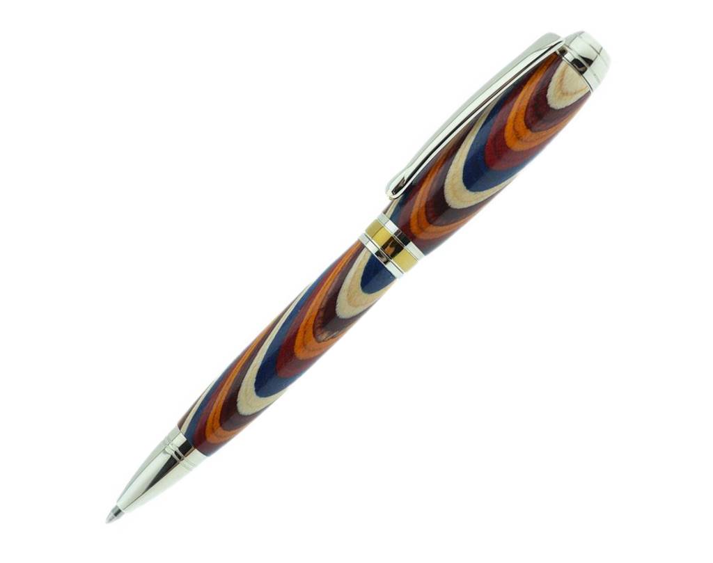 Vibrant Rainbow wood pen with gold accents – personalised Irish-made writing gift, Rainbow gift LGBTQ+ gift