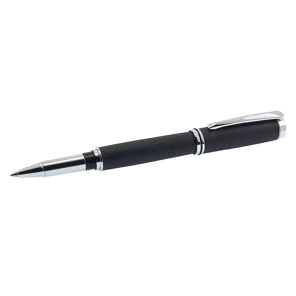 Handmade Irish Bog Oak Rollerball Pen with bright chrome and black trim – a timeless gift of Irish heritage