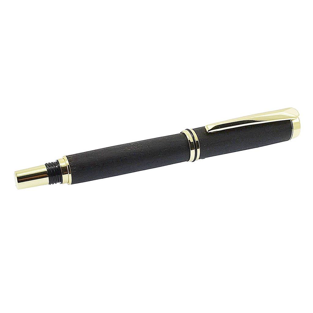 Handmade Irish Bog Oak Rollerball Pen with Gold Trim – Luxury Irish Gift