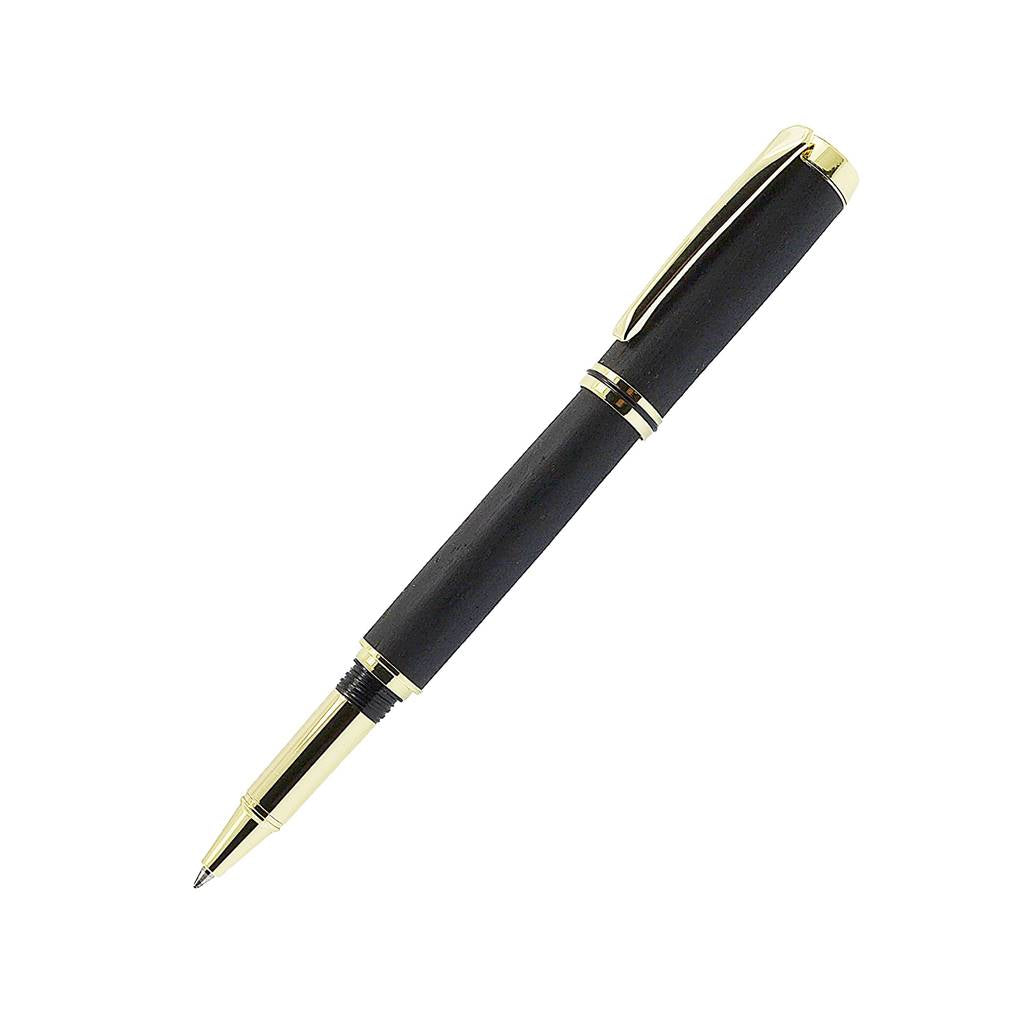 Handmade Irish Bog Oak Rollerball Pen with Gold Trim – Luxury Irish Gift