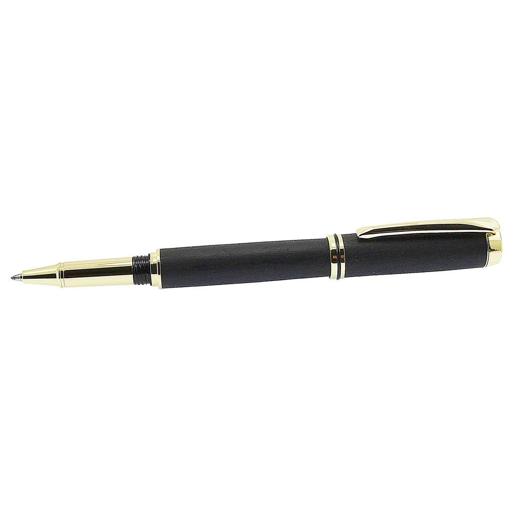 Handmade Irish Bog Oak Rollerball Pen with Gold Trim – Luxury Irish Gift