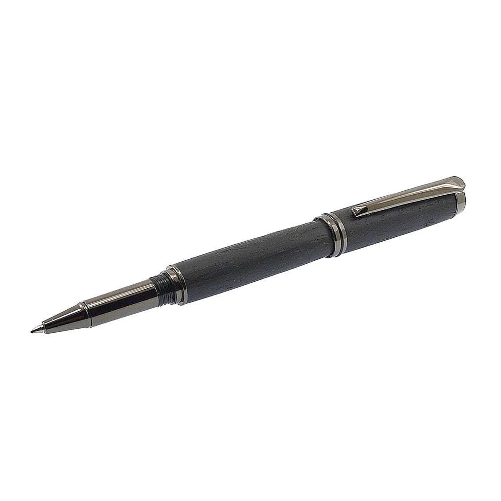 Handmade Irish Bog Oak Forest Rollerball Pen with Black Chrome Trim – Irish Pens
