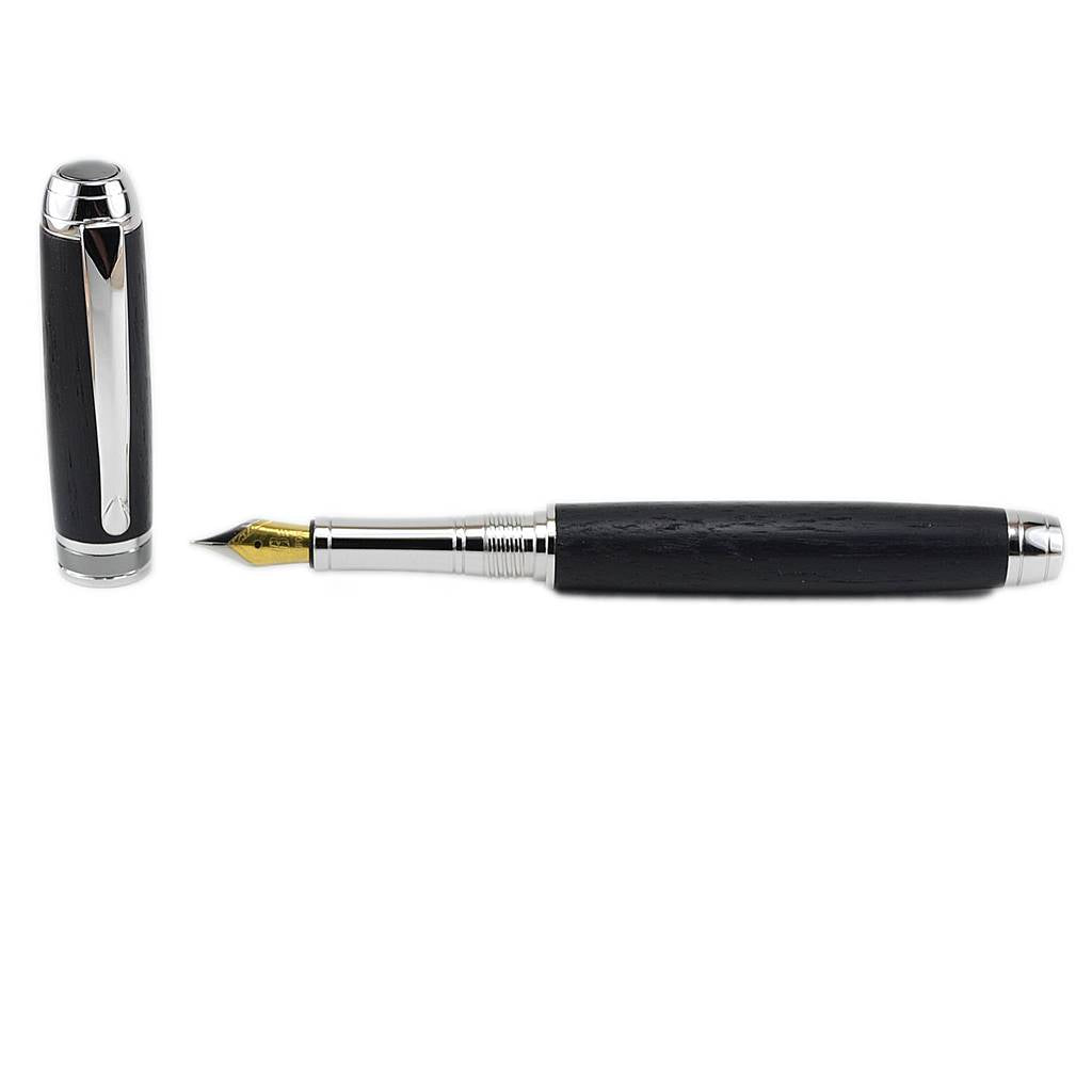 Fountain pen bog oak Bock nib dark night handmade writers gift ink lovers made in Ireland by Irish Pens