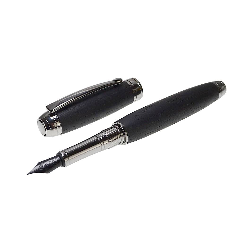 Fountain pen bog oak black nib dark night handmade writers gift ink lovers made in Ireland by Irish Pens