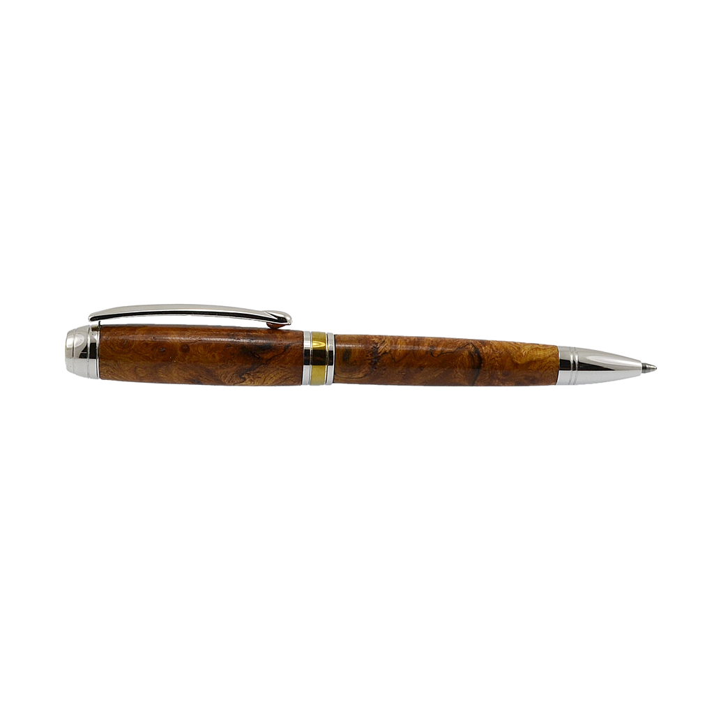 Refillable handcrafted pen made from rare burled Irish Elm – presented in gift box